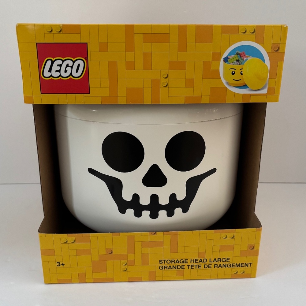 Lego Skeleton Skull Head LARGE Storage Container Toy Organization Bin Stackable